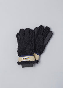 Wool Pile 5 Finger Teddy Glove Black